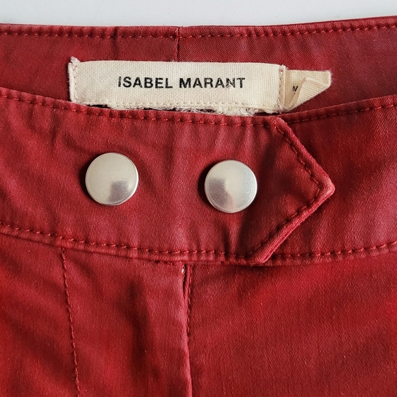 Isabel Marant EToile Pelona Biker Pants Moto Skinny Jeans Red waxed H&M - Picture 8 of 12